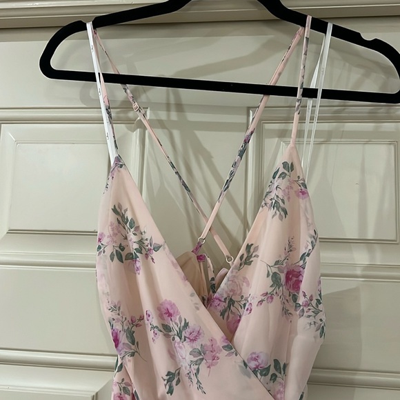 Lulus In Love Forever Blush Floral Lace-Up High-Low Maxi Dress - Picture 5 of 8